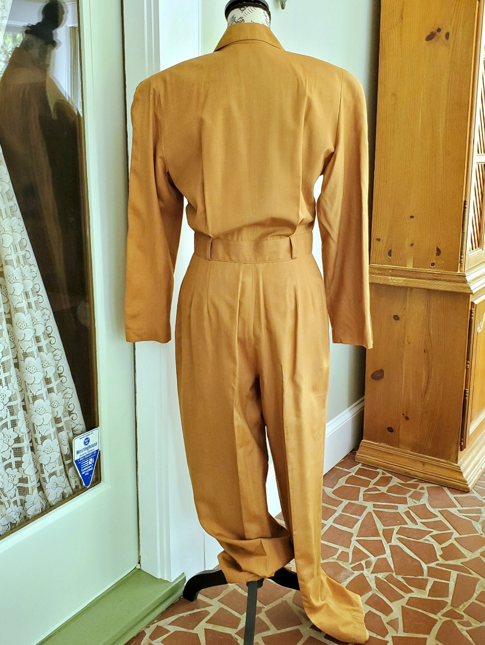 📣FLASH SALE!📣 Vintage Pia Rucci 100% Silk Tailored Power Jumpsuit 80s 90s - Picture 3 of 15